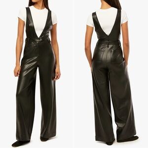 WeWoreWhat Black Faux Leather Jumpsuit